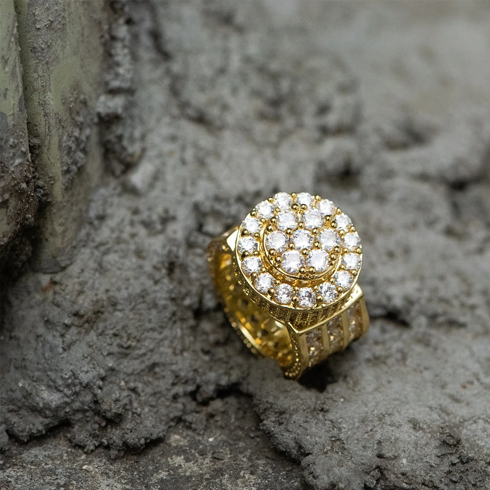 VANAXIN Top Quality Punk Wide Ring For Man Cubic Zirconia Engagement Rings Men's Rapper Ring Hip Hop Jewelry