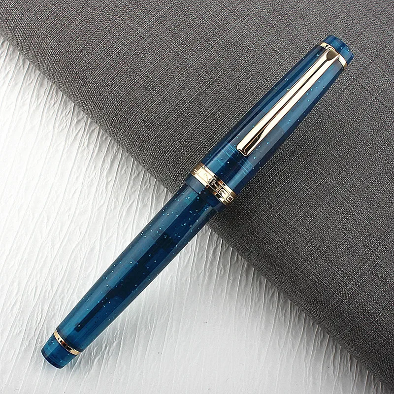 Jinhao 82 Series Fountain Pen Acrylic F 0.5mm Nib School Office Supplies Business Writing Ink Pens Gold Clip Deep Blue