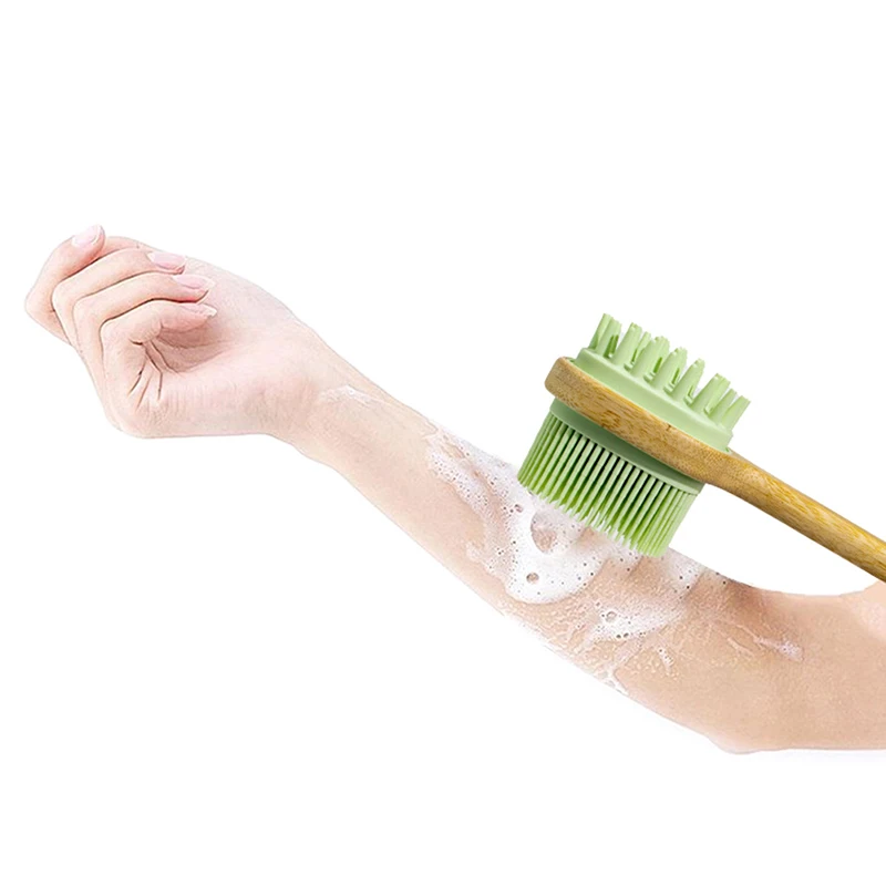Natural Bristles Back Scrubber Shower Brush With Detachable Long Wooden Handle Dry Skin Exfoliating Body Massage Cleaning Tool 4