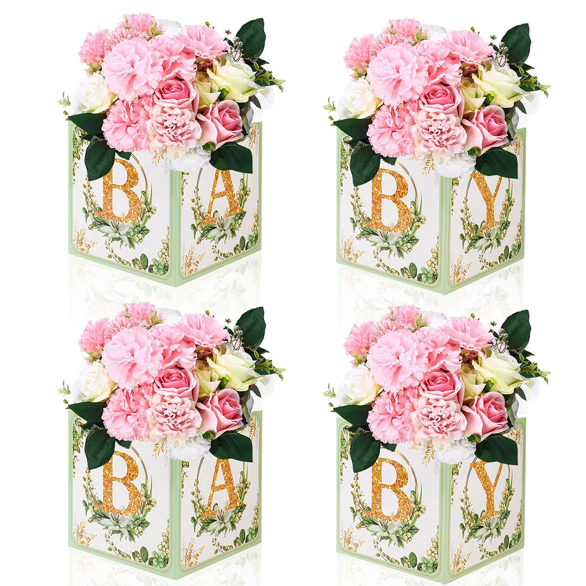Centro de mesa rústico de 4 piezas para Baby Shower, caja de flores para  bebé, revelación de género, decoración para fiesta de cumpleaños,  suministros para fiesta de boda, image size:1200x1200