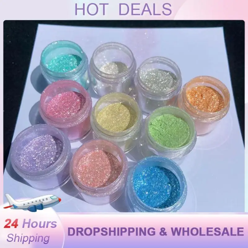 Aurora Glitter Long Lasting Shine 5G Nail Supplies Glitter Per Unghie Scatola Rotonda Facile Da Colorare Glitter Polvere Solida E Di Lunga Durata
