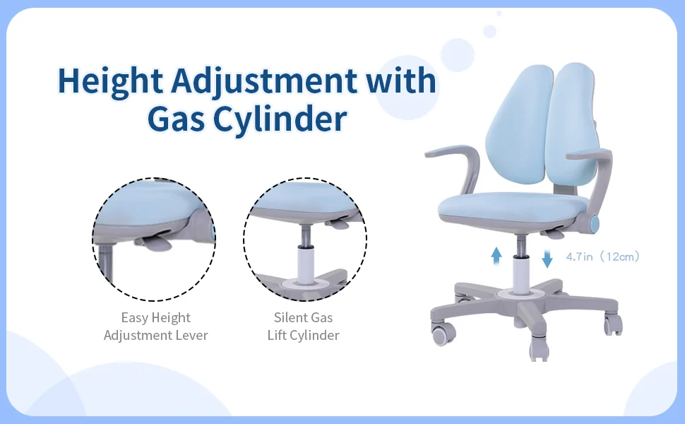 Height Adjustable Ergonomic Kids Study Desk and Chair Set for Schoolchild Desk with Drawer,W/Sit-Brake Casters and Armrest Chair
