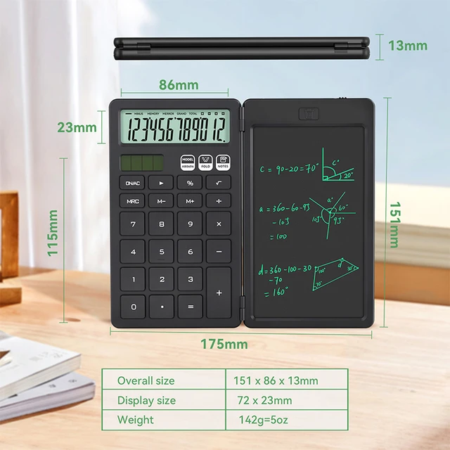 Calculatrice de base améliorée avec bloc-notes de 6,5 pouces, calculatrice standard de poche, fonction 12 chiffres, 2 en 1, portable pour l'école et le bureau 4 Calculatrice de base améliorée avec bloc-notes de 6,5 pouces, calculatrice standard de poche, fonction 12 chiffres, 2 en 1, portable pour l'école et le bureau 4