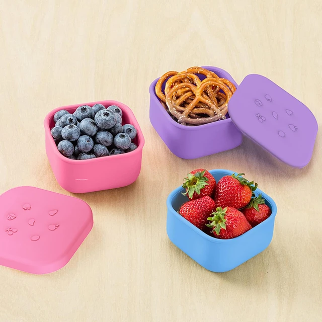 Silicone Lunch Box For Kids Non-Stick Divider Sauce Cup With Lid