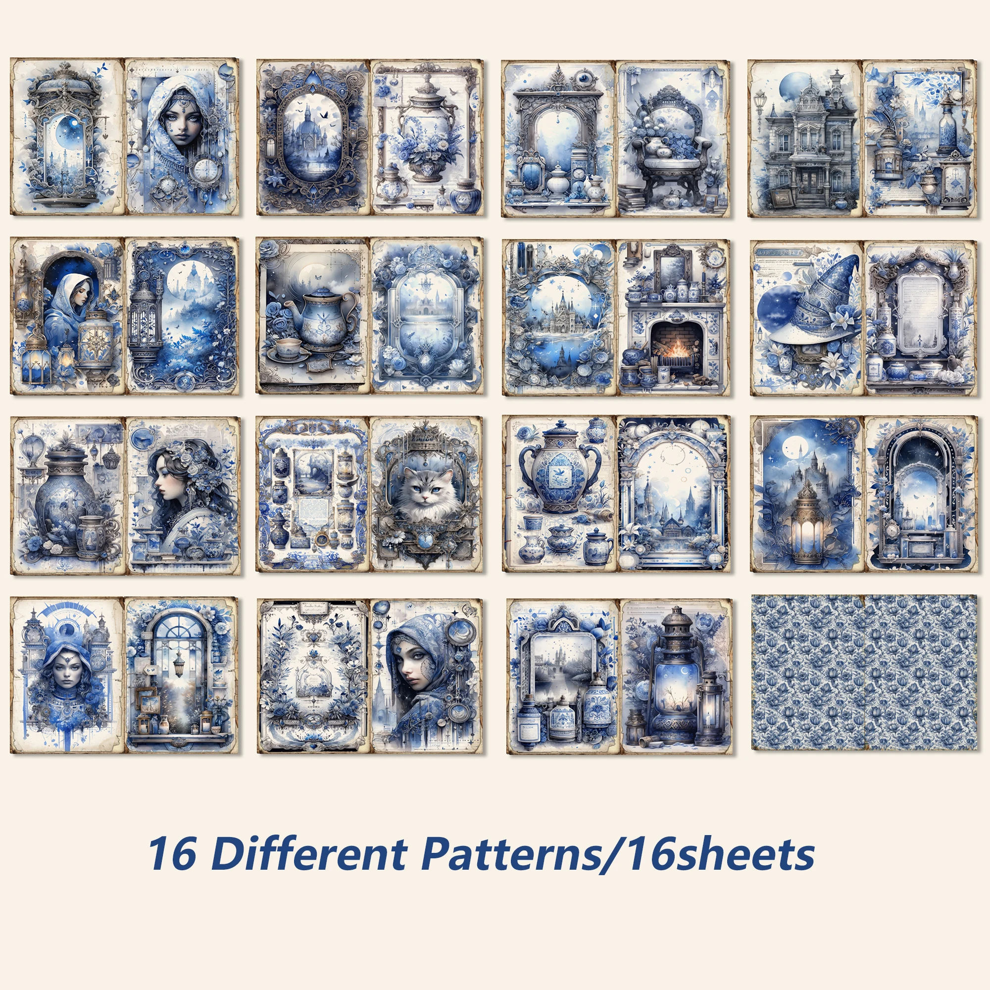 Description Picture 5 of item16sheets A5 Witch Theme DIY Decorative Paper,Suitable for Mini Gift Packaging,Journal Supplie,Arts Crafts,Scrapbooking Supplies,