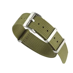 Ribbed Nylon NATO Watchband Strap - Premium Military - Grade Bracelet - 20mm (Green)