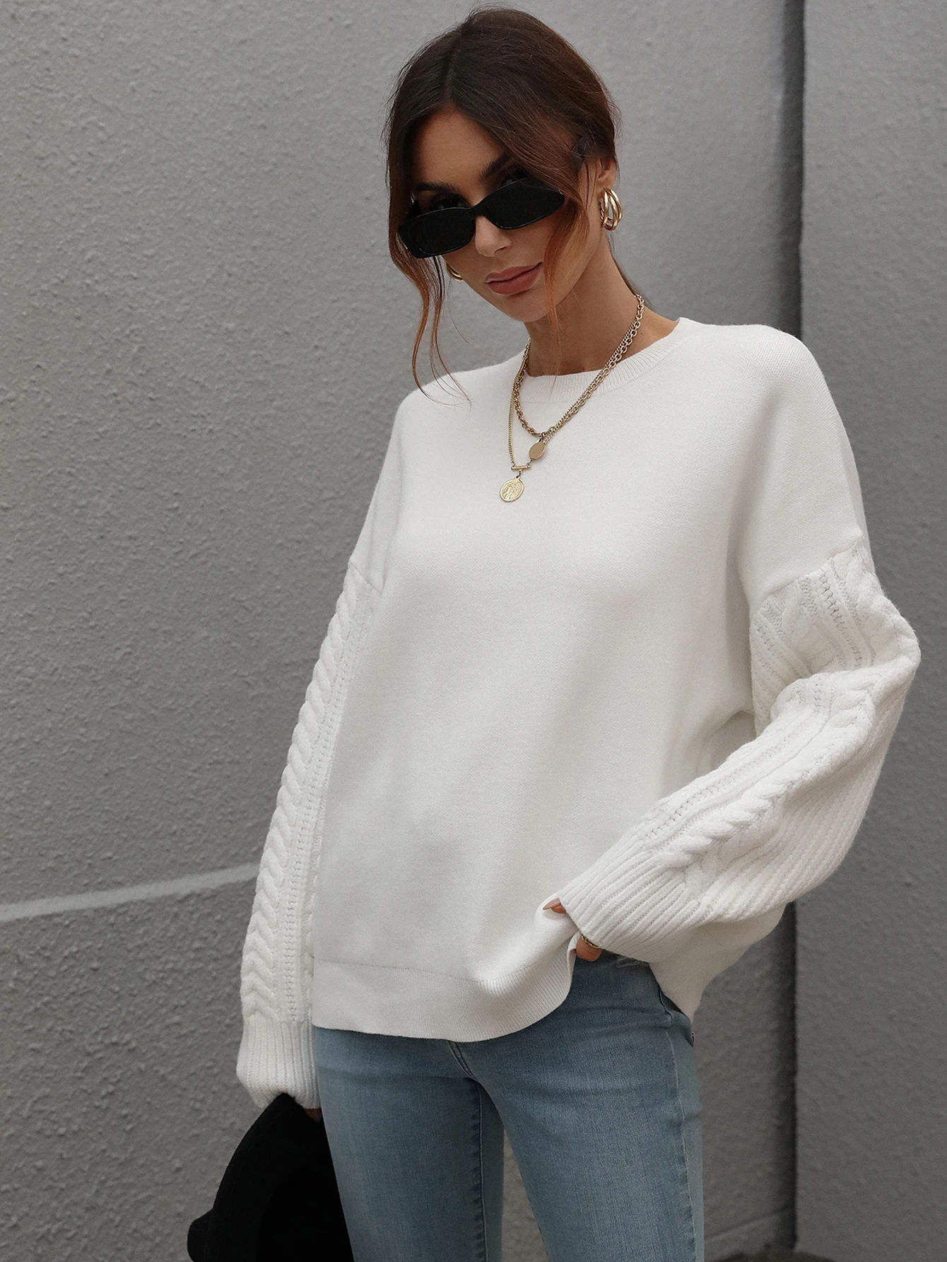 

Woman Sweaters 2023 Winter Knitted Solid Colour O-Neck Pullovers Loose Jumper Women Fashion Kint Blouse