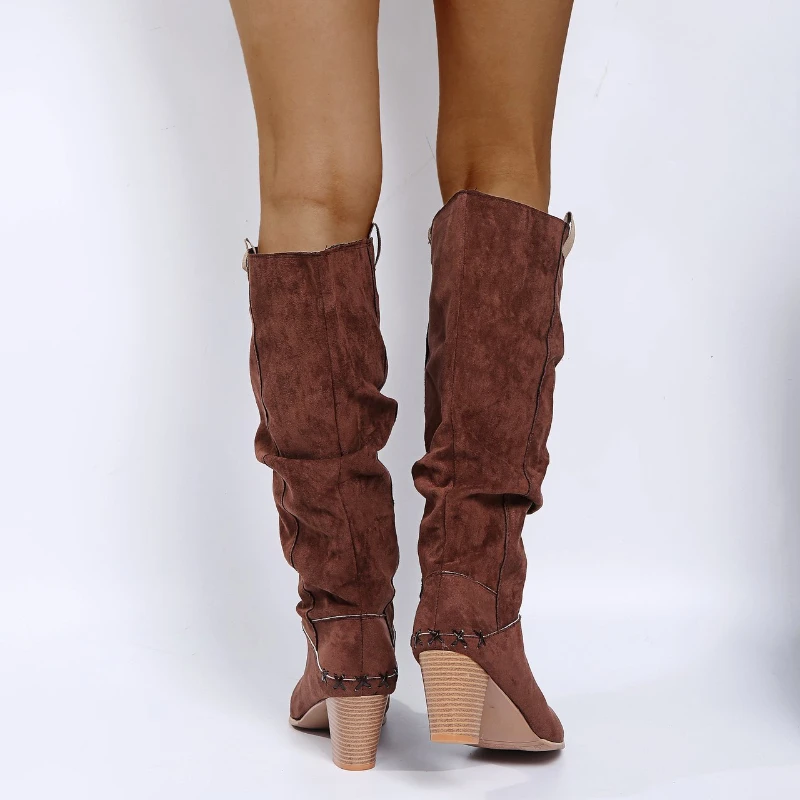 Botas hasta la rodilla para Mujer, botines sexys De tacón alto y caña ancha,  gruesas Botas altas, Invierno|Botas hasta la rodilla| - AliExpress