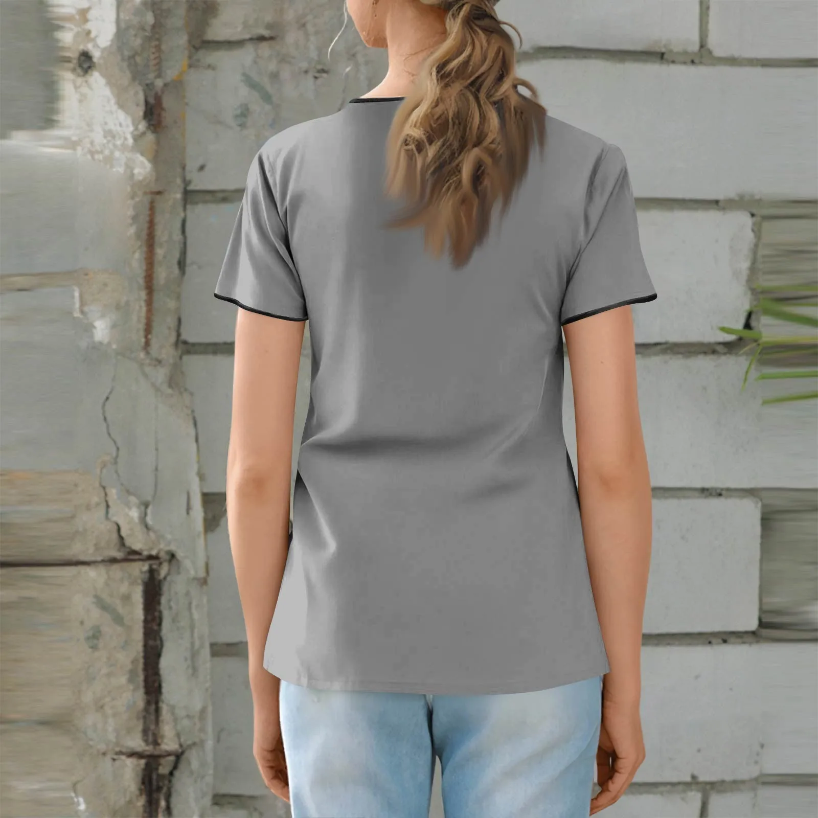 Modischer, einfarbiger Damen-Overall mit V-Ausschnitt und kurzen Ärmeln und Taschen, einfache, leichte, bequeme Oberteile für den Sommer – Detail 28
