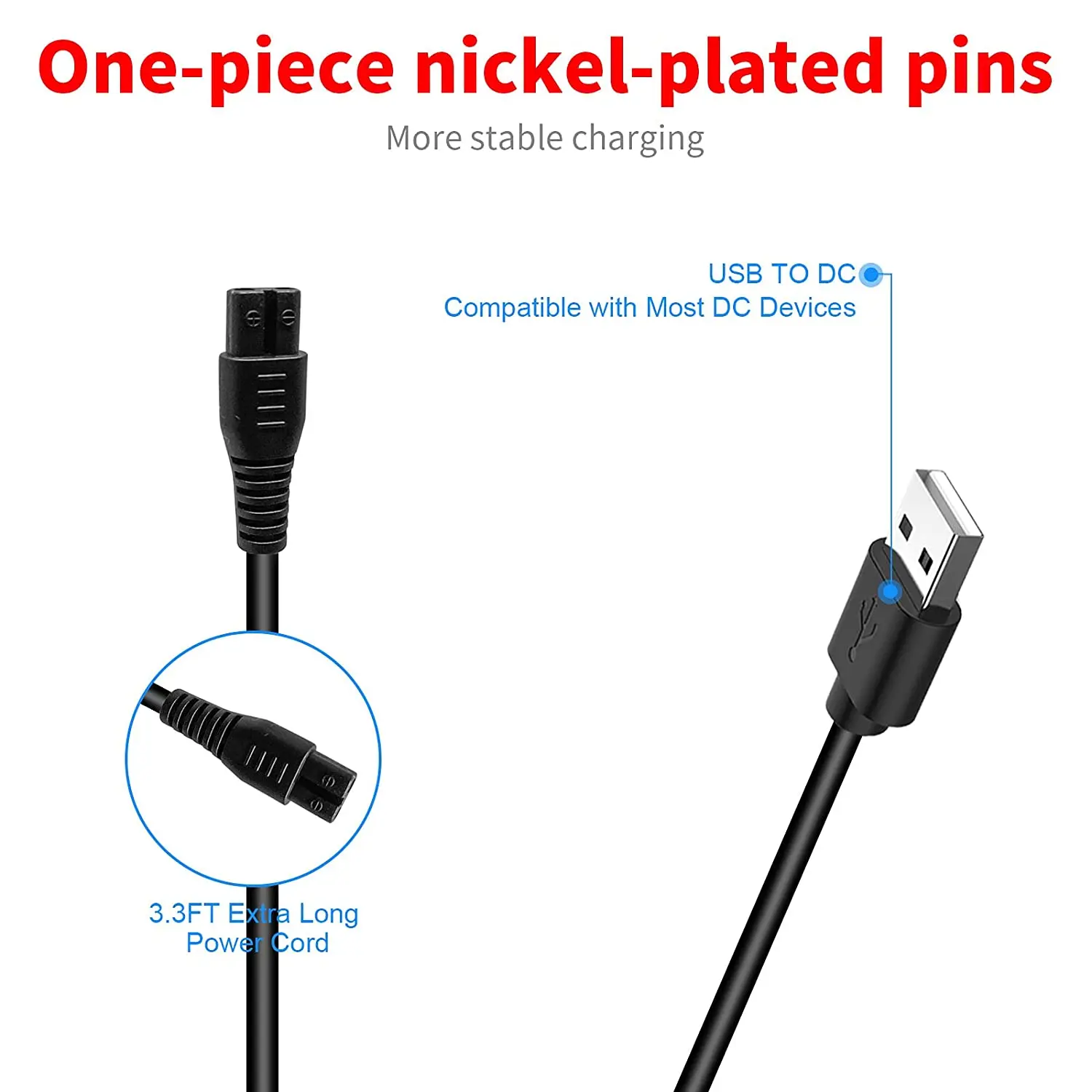 Charger Compatible Meridian Grooming Electric Shaver Trimmer Replacement Charging Cable Power Cord Adapter charging cable usb charging cable shaver charger