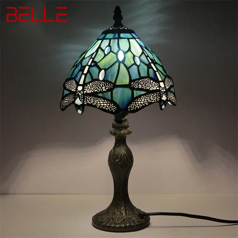 

TEMAR Tiffany Table Lamp Modern Creative Dragonfly Decor Pattern LED Desk Light For Home Living Room Bedroom Bedside