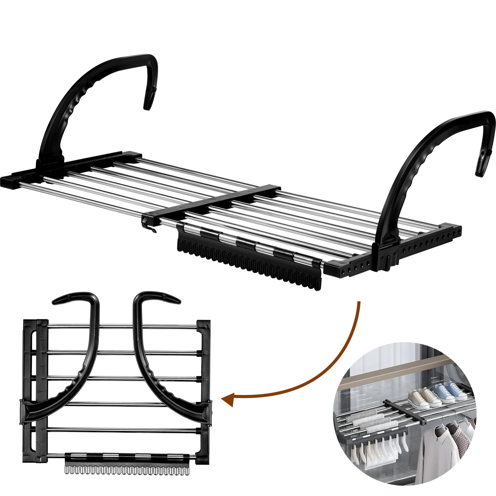Stainless Steel Foldable Drying Rack Extendable Clothes Airer