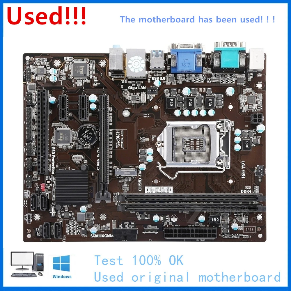 Per Scheda Madre Del Computer Onda H310P Pro Lga 1151 Ddr4 32G H310 Scheda Madre Desktop Usata Core I5 9600K I7 9700K Cpu