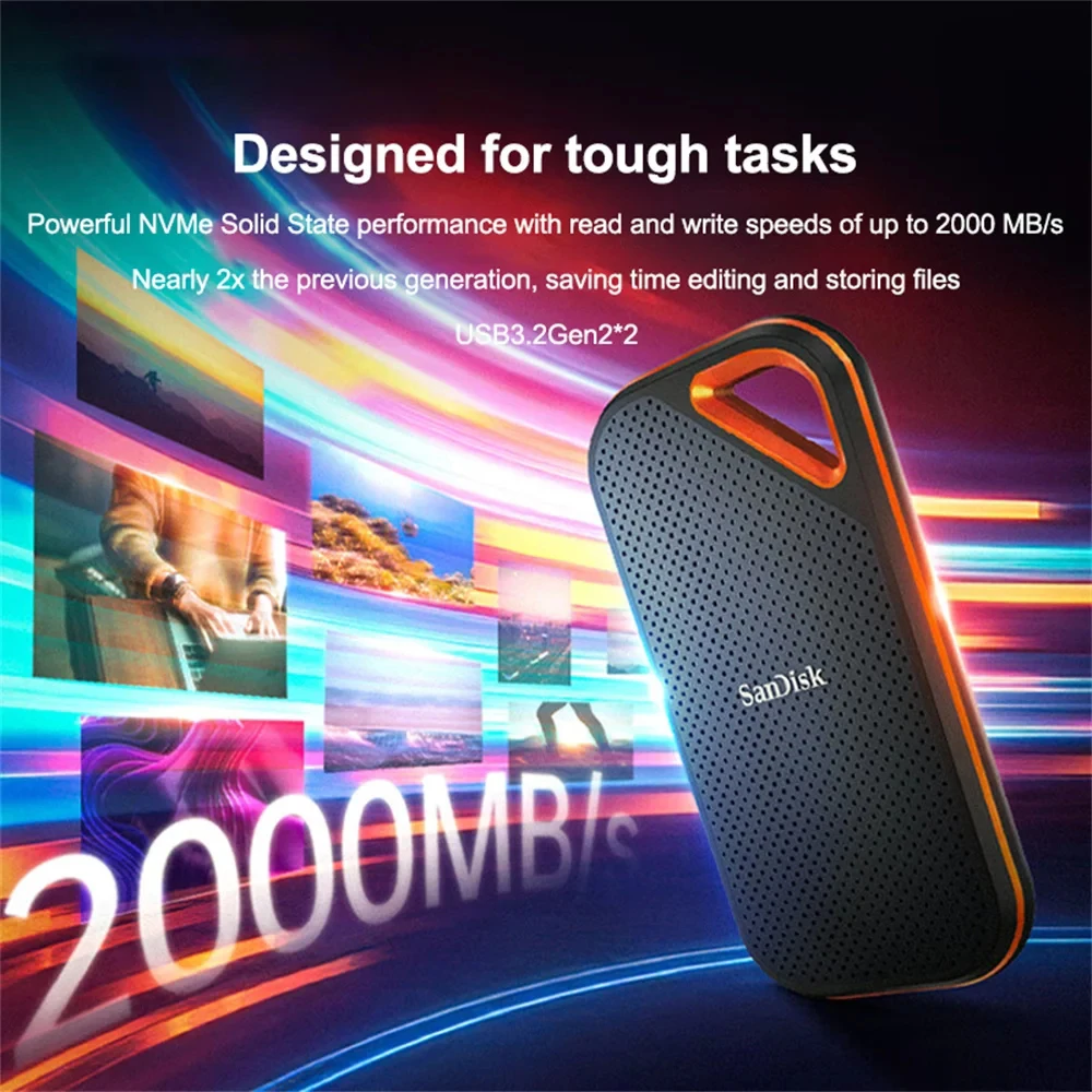 SanDisk External Hard Drive, E61 500GB, Extreme PRO 2TB 1TB E30 480GB SSD E81, Portable, 4TB USB 3.2Gen2*2 Type-A/C