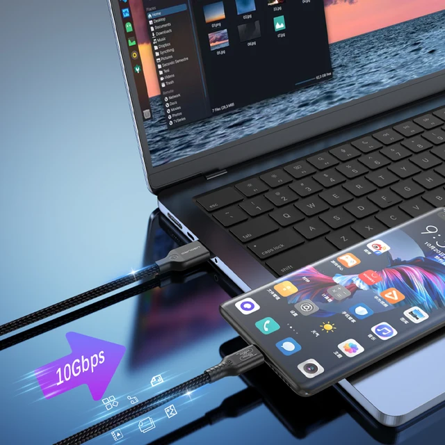 USB3.2 USB3.1 Gen2 Cable de 10Gbps USB-A a USB tipo C Cable 3A 60W carga rápida 10G Cable de transferencia de datos USB-C para disco duro SSD 3