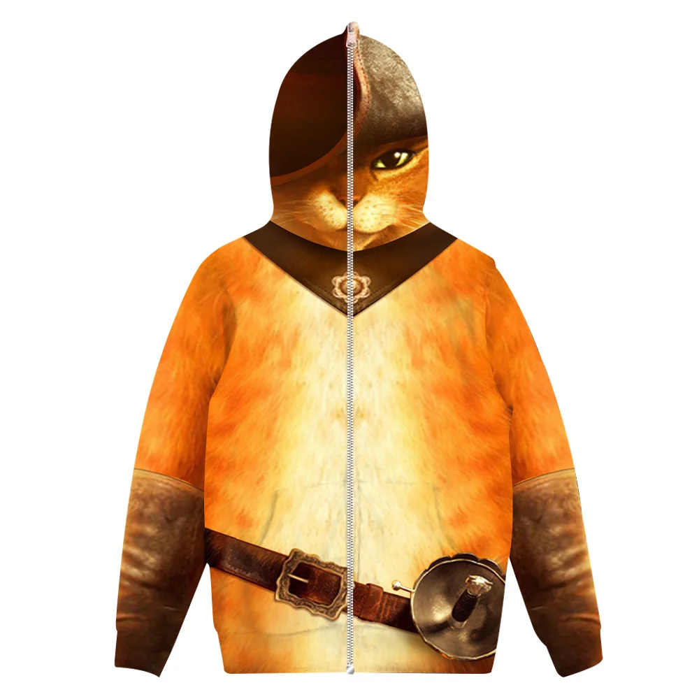 Bambini Puss In Boots Costume Cosplay Felpa Con Cappuccio Costume Da Gatto Per Bambini Felpa Casual Pullover Abiti Halloween Carnival Suit