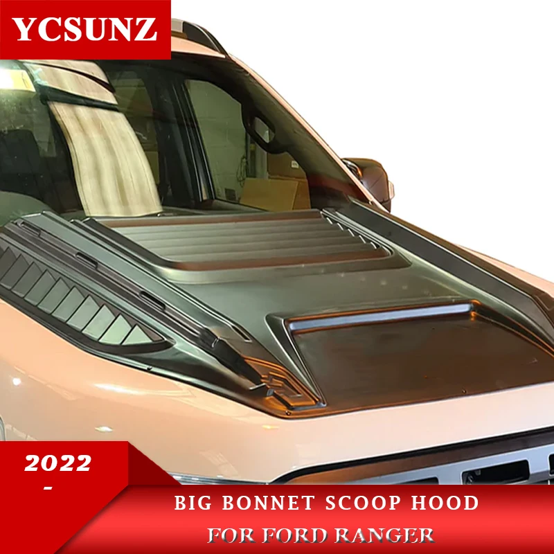 Big Matte Black Bonnet Hood Scoop For Ford Ranger Wildtrak Sport 2022 2023  XLT XLS/ XL raptor Double Cab Car Accessories YCSUNZ