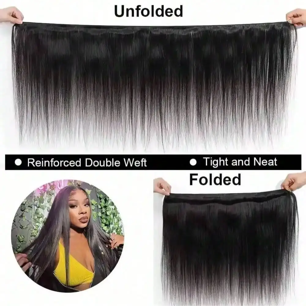 Human Hair Bundles 12A Bone Straight Unprocessed Brazilian Virgin Hair 32 Inch Raw Double Bundles Weave Extensions