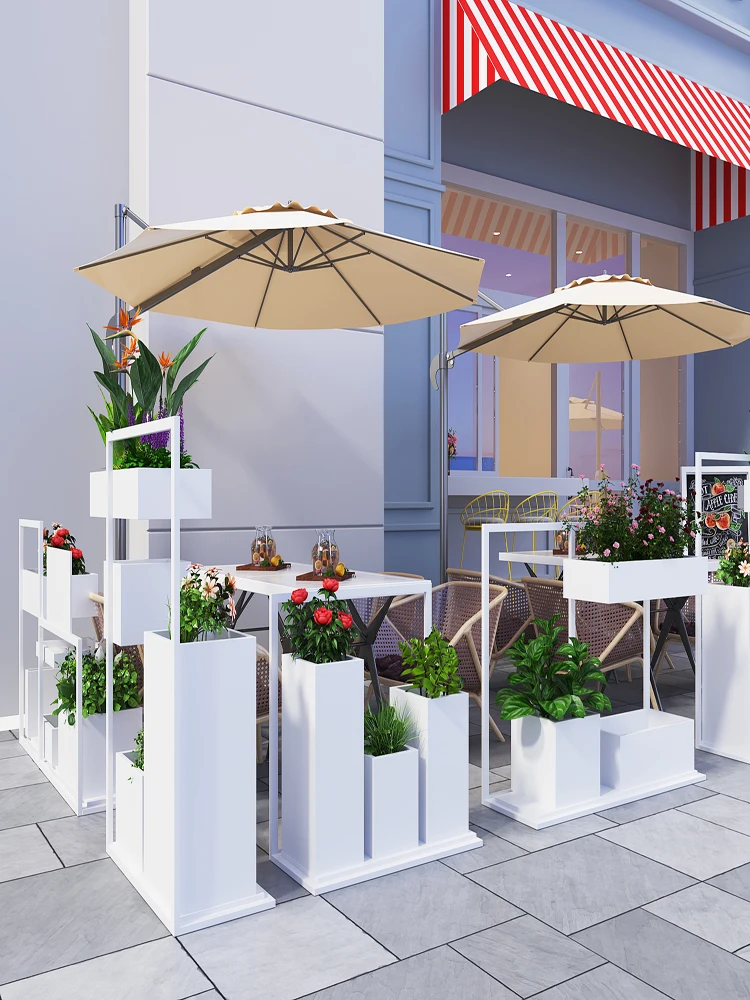 

Outdoor Iron Art Flower Box Combination Square Flower Trough Cafe Milk Tea Shop Outdoor Fence Flower Bed