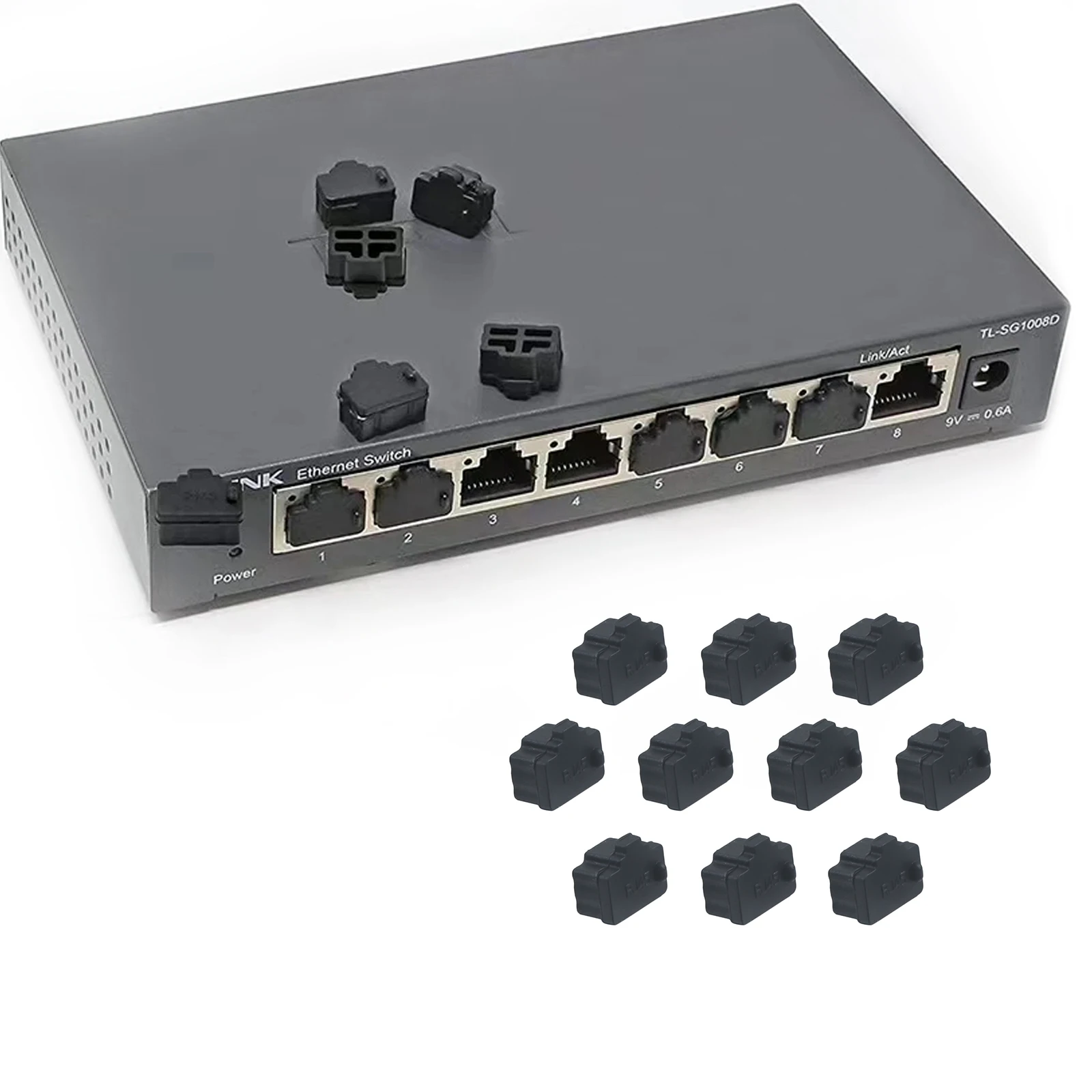 10 szt. Eternet Hub Port RJ45 pokrywa przeciwkurzowe osłona wtyk RJ45 do laptopa/komputera/routera złącze RJ45