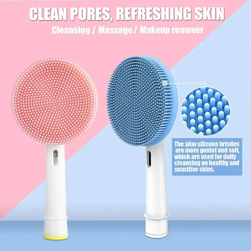 Facial Brush Head For Braun Oral b Vitality Triumph D12 D16 D20 D34 Electric Toothbrush Head Silicone Facial Cleansing Brush