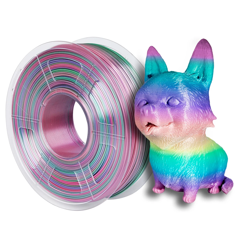 Coloful 1.75mm Pla 3d Impresora Filamento 500g Seda Brillante Pla 3d Diy  Filamento Oro Negro Rainbow Pla