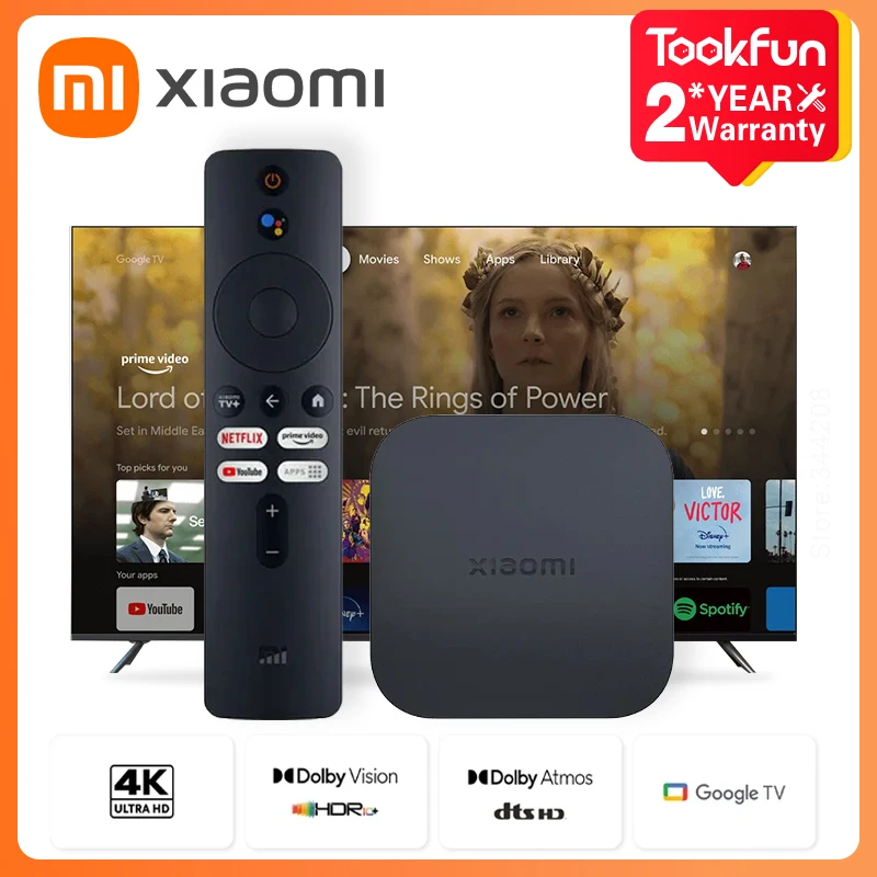 

Глобальная версия Mi TV Box S2nd Gen Iptv Google TV Chromecast Встроенный 4K Ultra HDR10 + Bluetooth и ИК-пульт дистанционного управления DTS 360 °