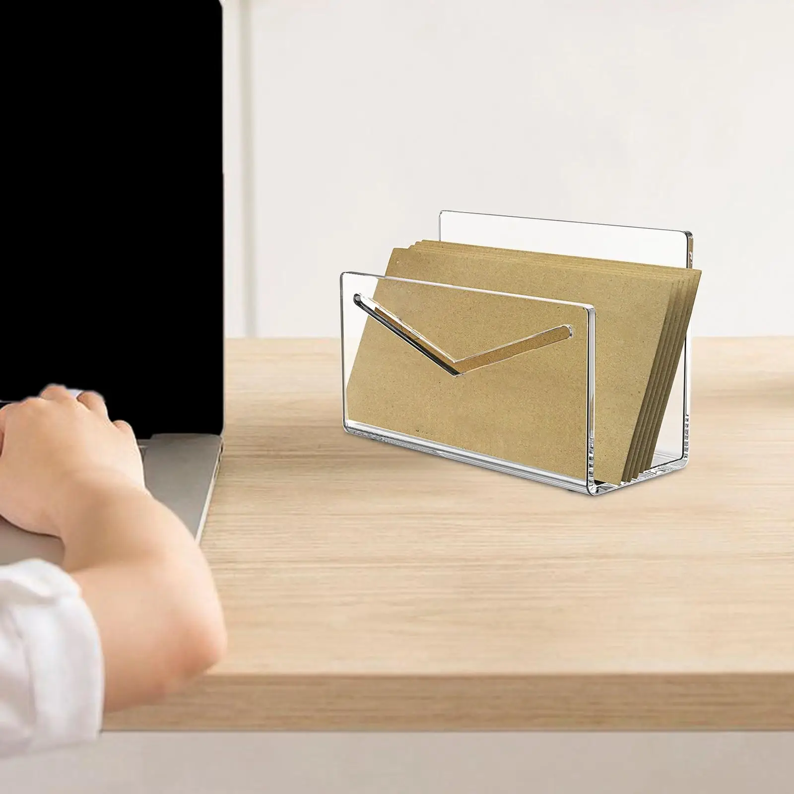 Acrylic Mail Holder File Organizer Clear Letter Holder Envelope Holder Countertop Acrylic Mail Sorter for Countertop Desk Home