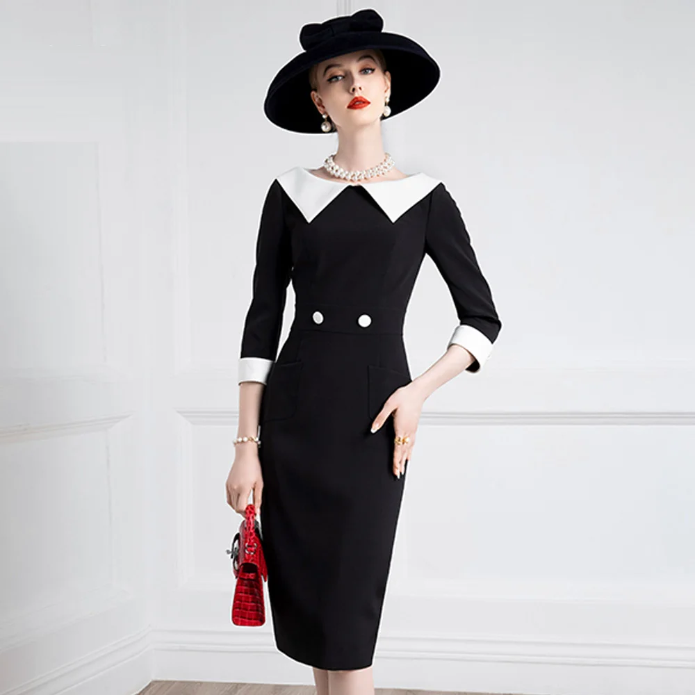 

High End Temperament Retro Hepburn Dress Women's Spring And Autumn New Celebrity Slim Dress