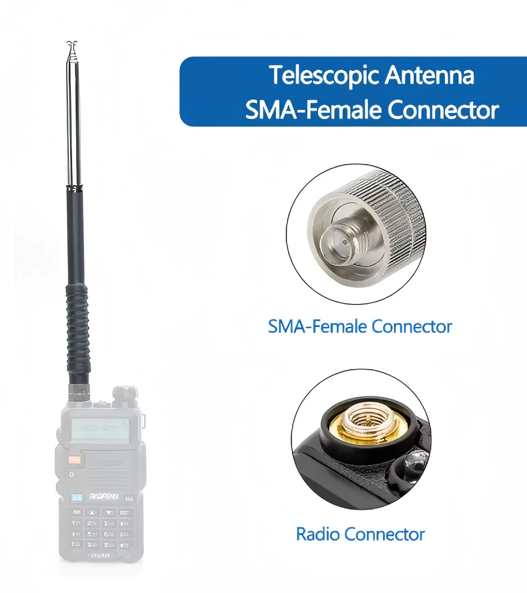 ABBREE SMA-여성/남성 VHF 136-174MHz WouXun Kenwood BAOFENG UV-5R BF-888S 워키 토키 양방향 라디오용 텔레스코픽 안테나