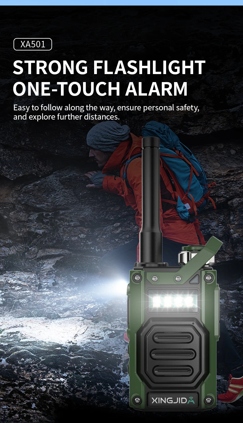 Chierda XA501 Mini Walkie Talkies UHF Long Range Portable Flashlight 2s Copy Rechargeable Type-C Charger For Mountain climbing 4