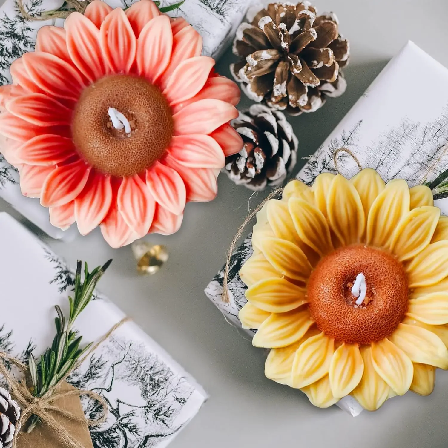 Sunflower Candle Molds Peony Rose Flower Silicone Mould for Polymer Clay Diy Resin Cake Soap Craft Fondant Making Supplies Tools