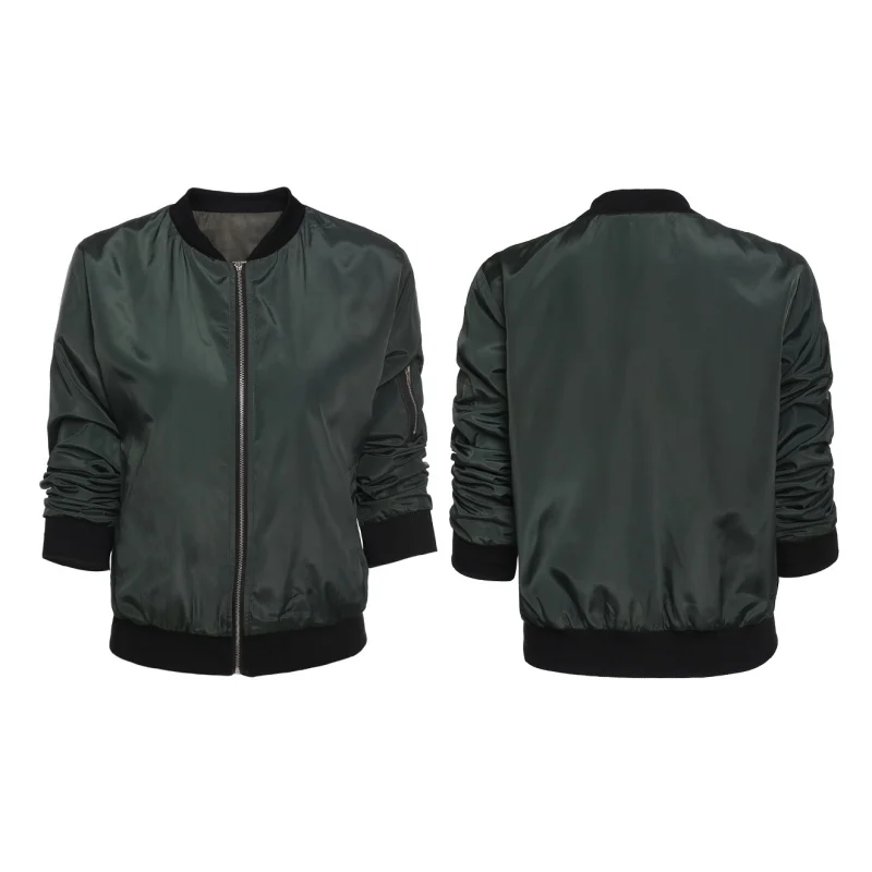Women Thin Jackets Tops Basic Spring Autumn Casual O-neck Jacket 3