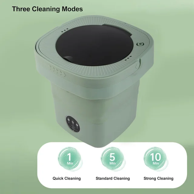 Foldable Washing Machine,6.5L Portable Travel Folding Washing Bucket  Underwear Baby Clothes Small Items Washer with Spin Dryer 5