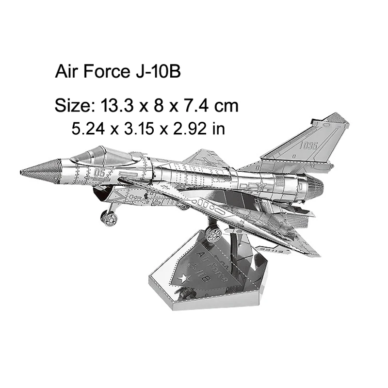 3D Metal Puzzle Air Force J-10B model KITS Assemble Jigsaw Puzzle Gift Toys For Children