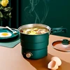 110V/220V Electric Rice Cooker Portable Split Frying Pan Electric Stew Pot Travel Hotpot Food Steamer Home Multi Cooker 1.6L 3