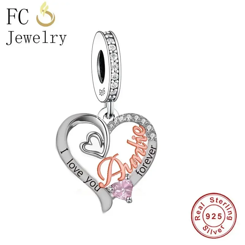 

FC Jewelry Fit Original Charm Bracelet 925 Sterling Silver Heart Auntie Grandma Daughter Mum Bead For Making Women Berloque 2024