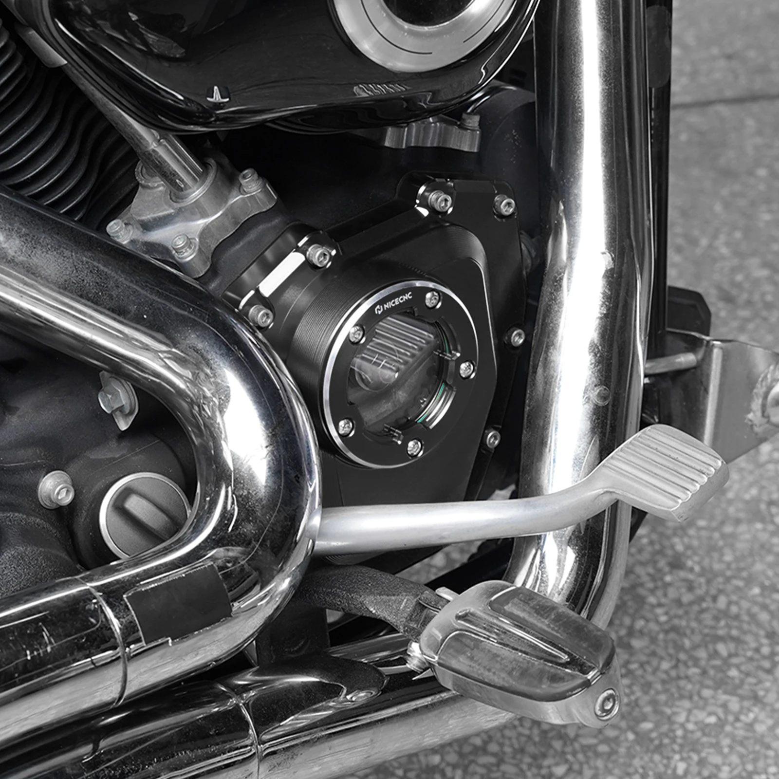 NICECNC Für Harley Dyna Super Glide Custom /FXD Street Bob Fat Bob Low Rider Wide Glide 2001-2017 Transparente Nockenwellenabdeckung – Detail 3