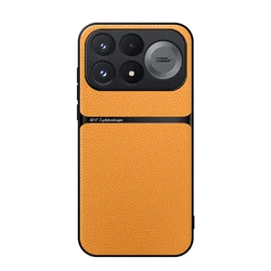 Magnetic PU Leather Ultra - Thin Phone Case with Camera Protection for Redmi K100 Pro Max (Yellow)