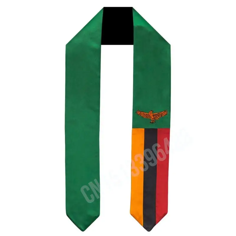 Zambia Flag Scarftop Print  Graduation Sash Stole International Study Abroad Adult Unisex Party Accessory
