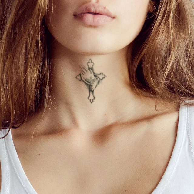 Cross Necklace Chest Tattoos