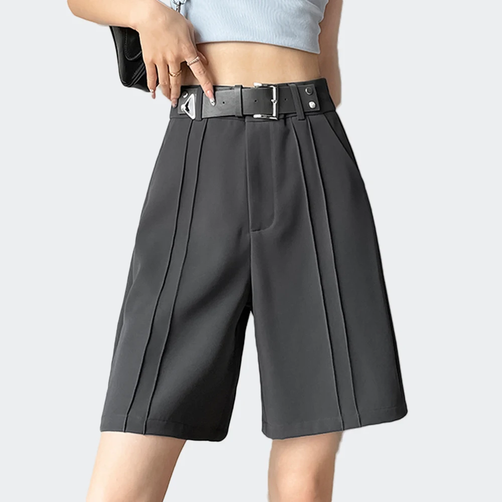 

Fashion High Street Drape Suit Shorts Women High Waist Casual Loose Wide Leg Trousers Ladies Summer Five Point Bottoms Short