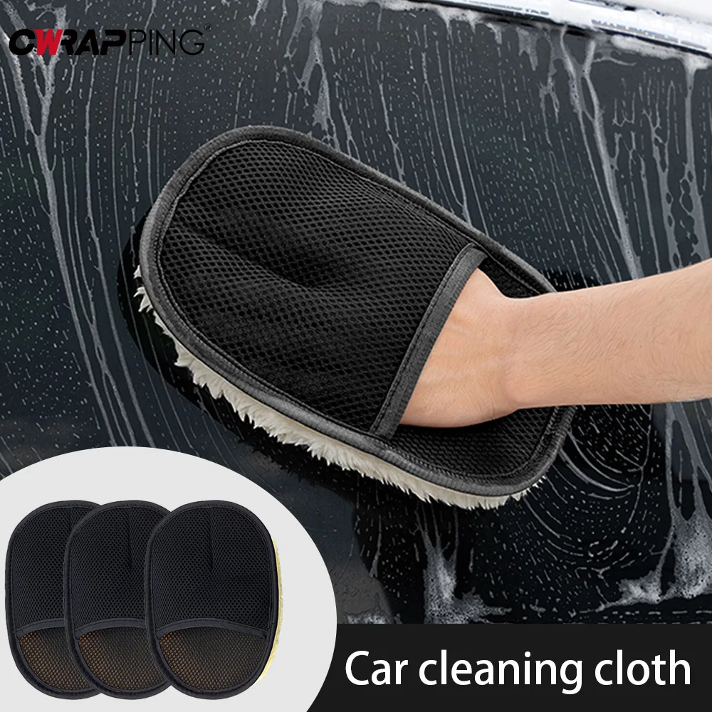 Car Wash Gloves Soft Microfiber Dust Remover Thickened Water Absorbent Imitation Wool Plush Wipe Auto Accessories