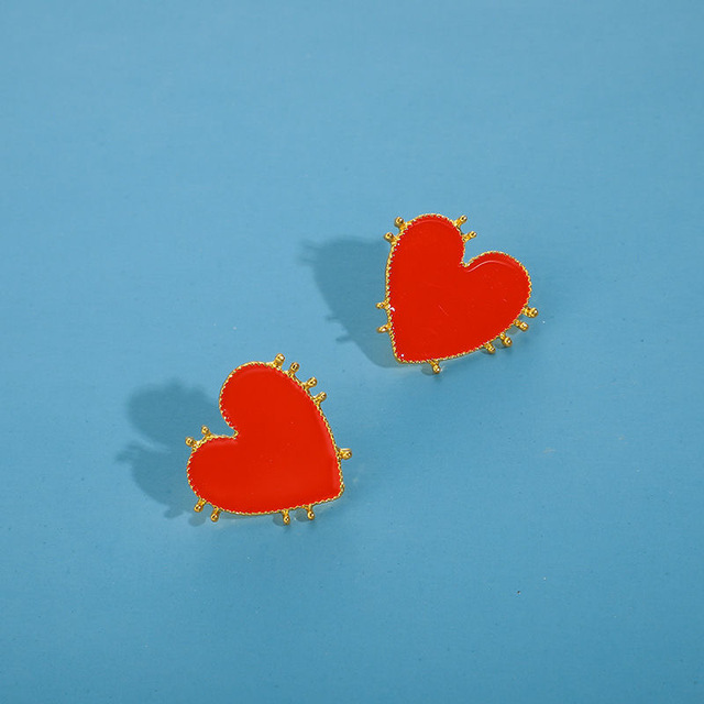 Black Painting Heart Stud Earrings Irregular Big Ear Studs for Women Female Vintage New Trendy Statement Women Jewelry