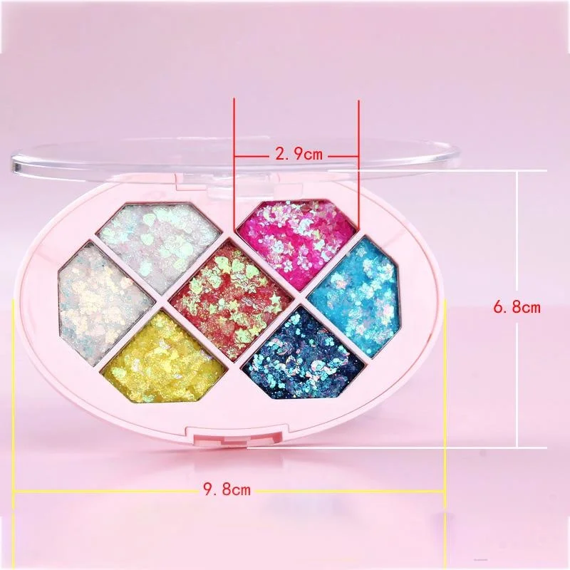 7 Colors Face Glitter Diamond Sequins Eyeshadow Five Pointed Star Fragment Moon Eyeshadow Shimmer Pigment Eyebrow Makeup Palette images - 6