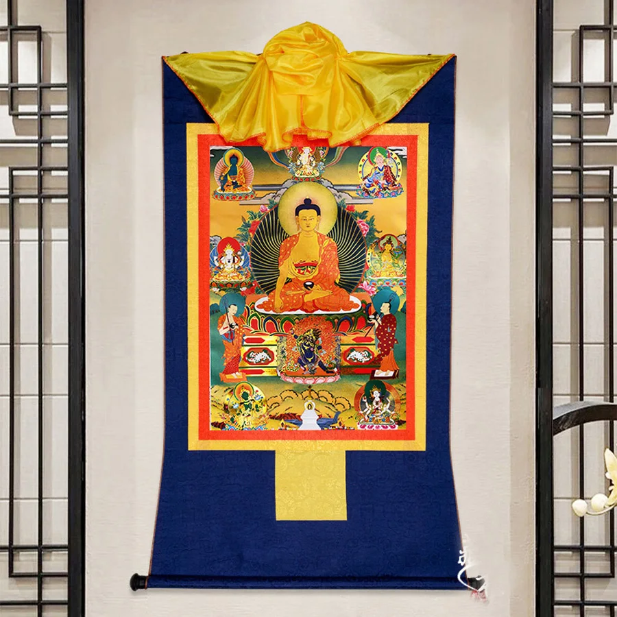 

Wholesale Buddhist supply- 120cm Buddhism HOME WALL Decor ART silk holy Buddha Sakyamuni Thang-ga Thangka Buddha painting