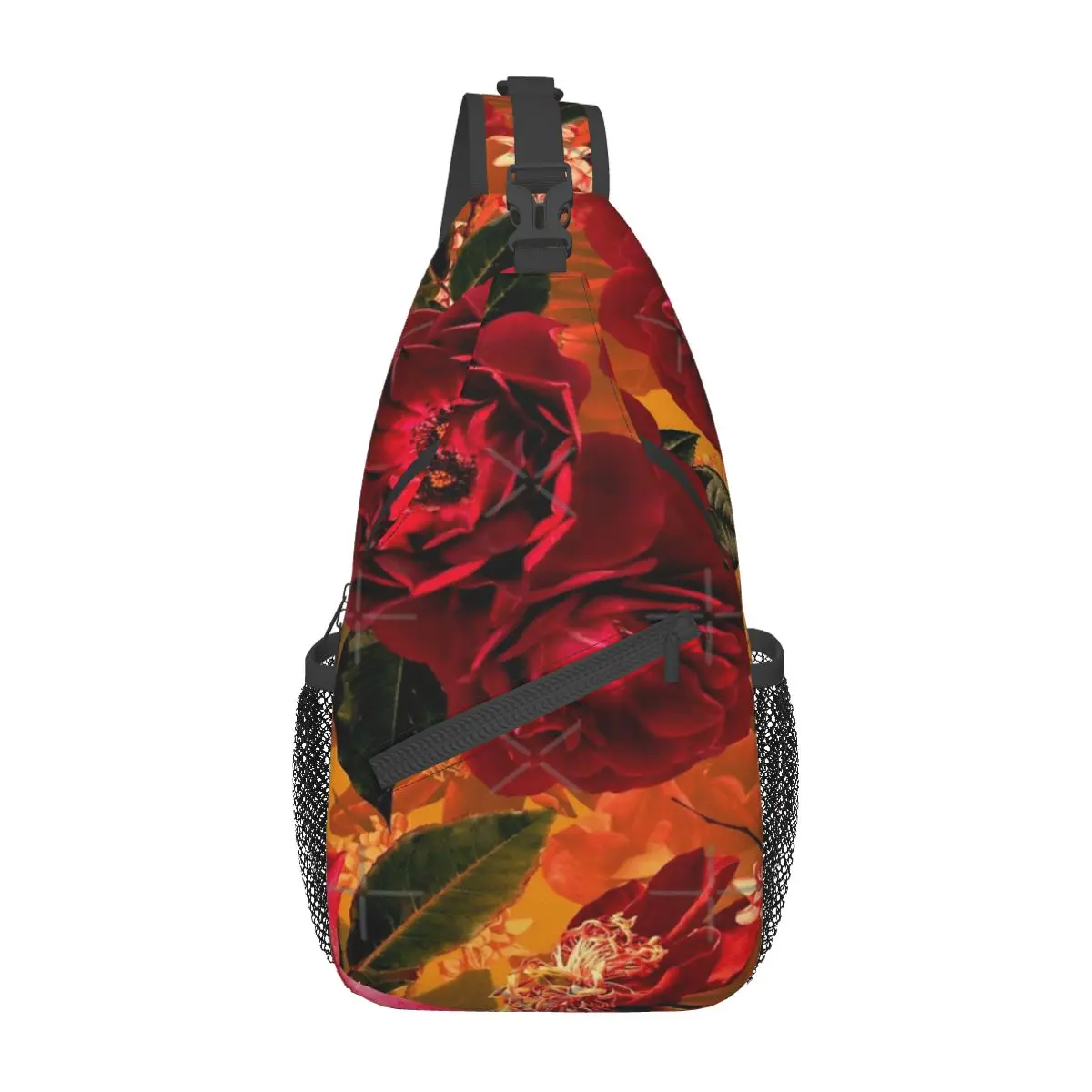 

Antique Summer Day Botanical Flower Rose Chest Bag Retro With Zipper Mesh Bag Gift Cross chest bag Multi-Style