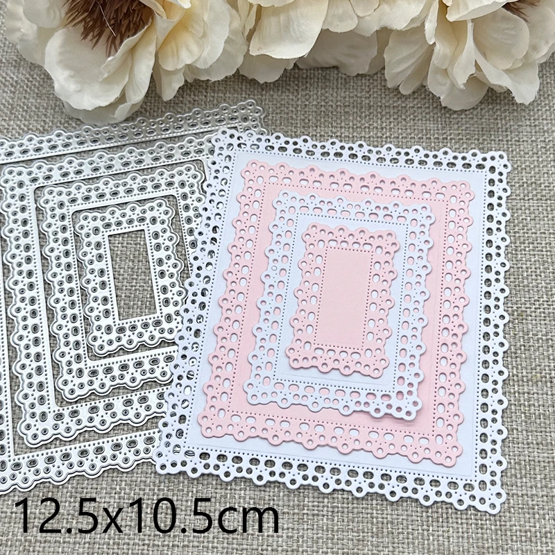 Spitze runde loch rahmen Metall Schneiden Stirbt Schablonen Für DIY Scrapbooking Dekorative Handwerk Stanzen Vorlage Form