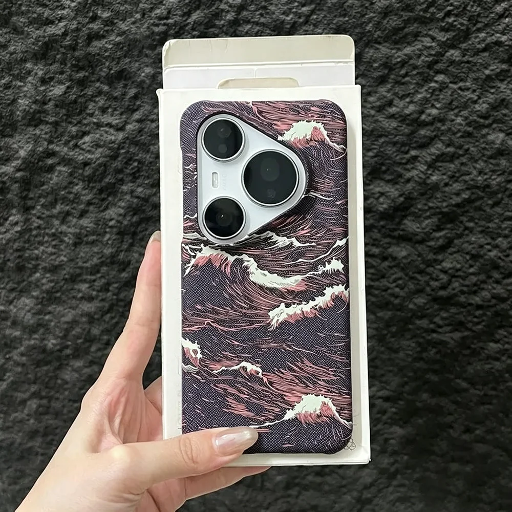 Ultra Thin Frameless Carbon Fiber Sea Wave Texture Magnetic Hard Case
