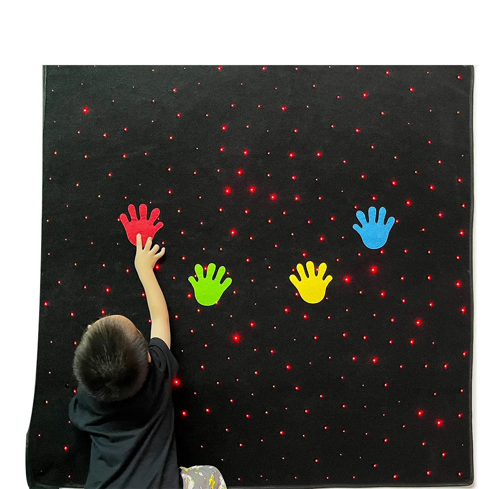300 Stars Interaction Carpet 1.2x1.2m Led Fiber Optic Hand Rug Mat for Multi Sensory Room Autism Special Needs